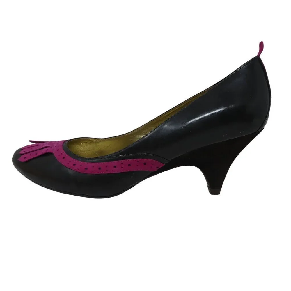 Poetic License Passion Brown Pink Fringe Patent Leather Pumps Heels Womens 10